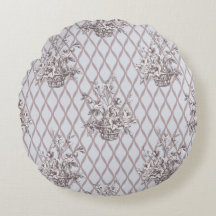 Vintage Floral Round Pillow in Soft Blue