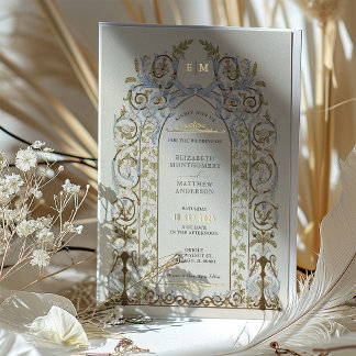 Vintage Floral Royal Victorian Wedding Invitation