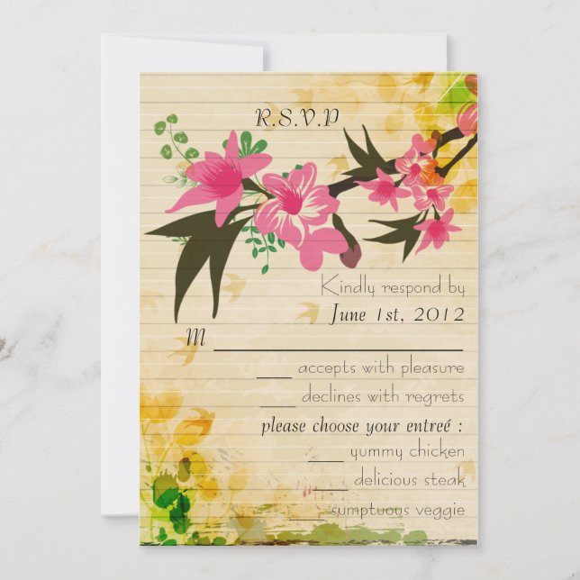 Vintage floral RSVP card (Front)