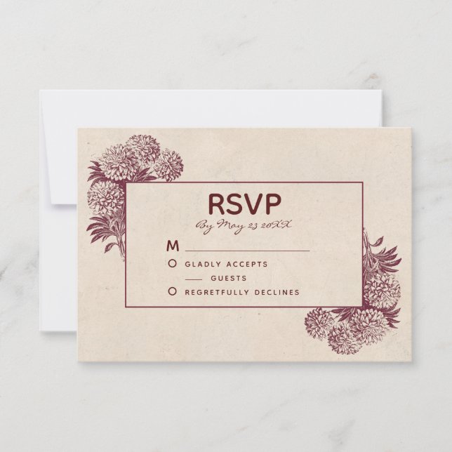 Vintage Floral RSVP I Retro Botanical Card (Front)
