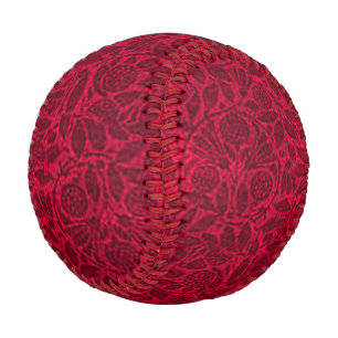 Vintage Floral Ruby Red Leaves Baseball
