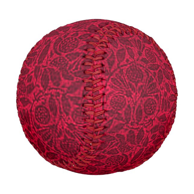 Vintage Floral Ruby Red Leaves Baseball (Angled)