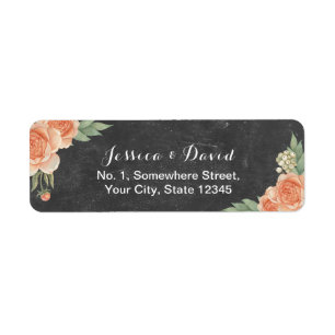 Vintage Floral Rustic Chalkboard Wedding Return Address Label
