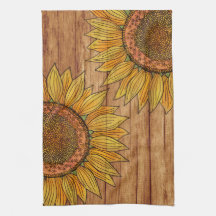   Vintage Floral Rustic Elegant Wood Art Sunflower