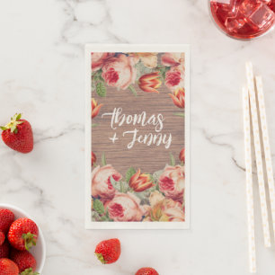 Vintage Floral Rustic Farm Barn Wedding Napkin