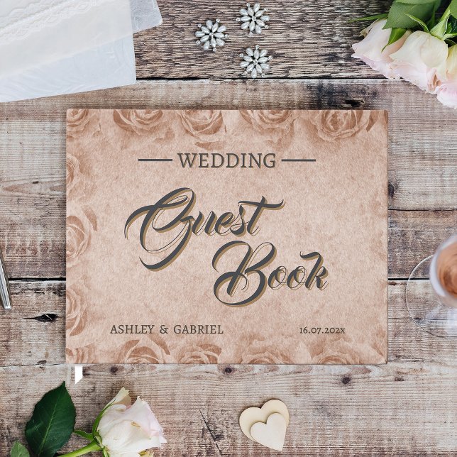 Vintage Floral Rustic Wedding Guest Book (Vintage Floral Rustic Wedding Guest Book)