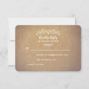 Vintage Floral Rustic Wedding RSVP Cards