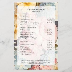 Vintage Floral Salon Price List  Flyer