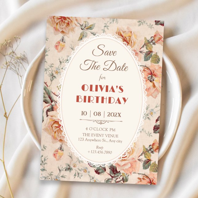 Vintage floral  save the date (Creator Uploaded)