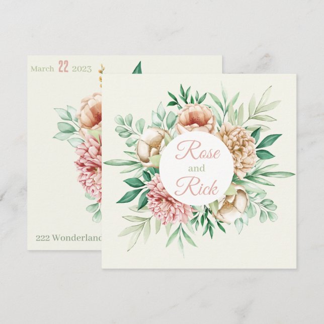 Vintage Floral Save The Date (Front/Back)
