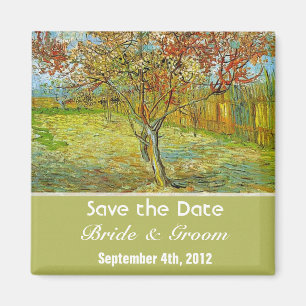 Vintage floral save the date wedding. magnet
