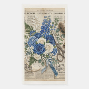Vintage Floral & Scissors Collage Napkin