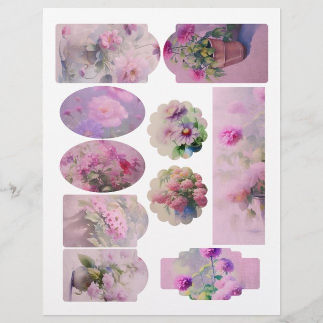 Vintage Floral Scrapbook Embellishment Sheet (Front)