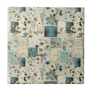 Vintage Floral Scrapbook Pattern (2) Ceramic Tile