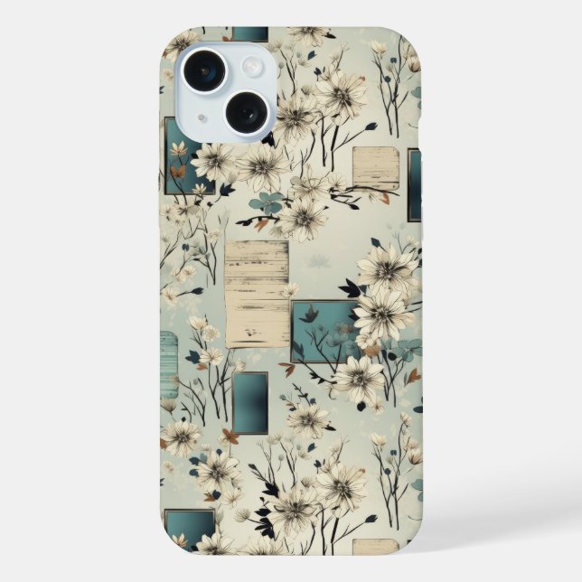 Vintage Floral Scrapbook Pattern (2) iPhone Case (Back)