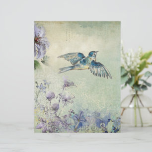 Vintage Floral Scrapbooking Paper Sheet