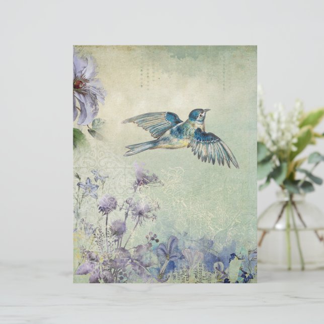 Vintage Floral Scrapbooking Paper Sheet (Standing Front)