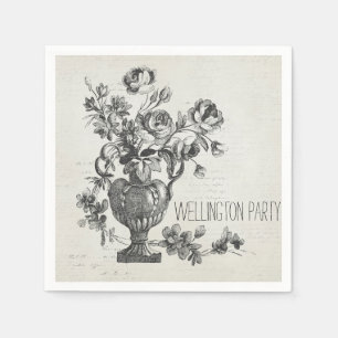 Vintage Floral Script Party Napkin