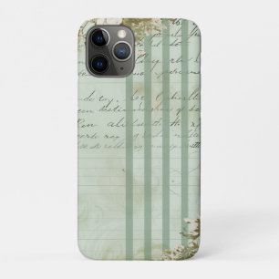 Vintage Floral Script Stripe iPhone 11 Pro Case
