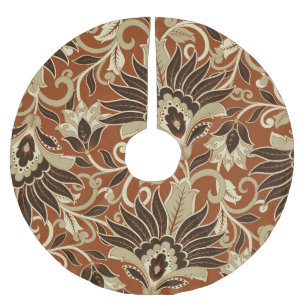 Vintage floral seamless flower pattern. brushed polyester tree skirt