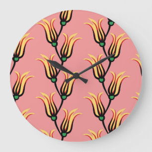 Vintage Floral Seamless Flower Pattern Large Clock