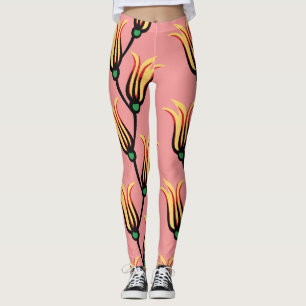 Vintage Floral Seamless Flower Pattern Leggings