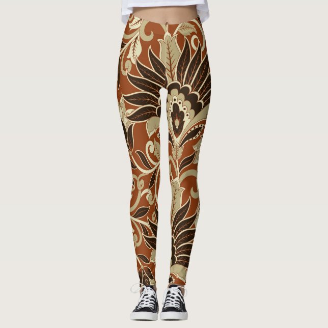 Vintage floral seamless flower pattern. leggings (Front)