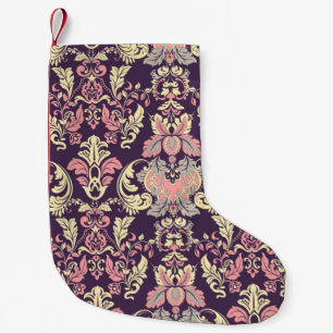Vintage floral seamless patten. Classic Baroque wa Small Christmas Stocking