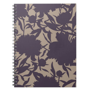 Vintage floral seamless pattern. Silhouettes made Notebook