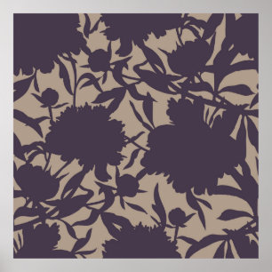 Vintage floral seamless pattern. Silhouettes made Poster