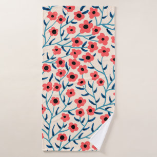 vintage floral seamless pattern with abstract bloo bath towel