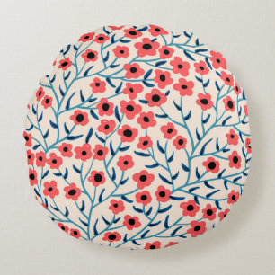 vintage floral seamless pattern with abstract bloo round cushion