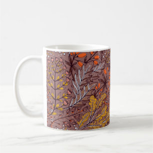 vintage floral seamless pattern with autumn herbs coffee mug