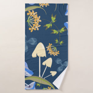 Vintage floral seamless pattern with flowers, lea bath towel