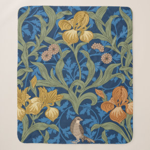 Vintage floral seamless pattern with orange iris a sherpa blanket