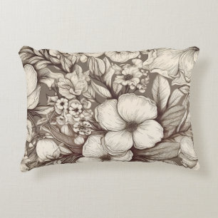 Vintage Floral Sepia Pattern (10) Decorative Cushion