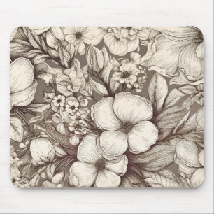 Vintage Floral Sepia Pattern (10) Mouse Pad