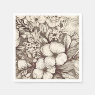 Vintage Floral Sepia Pattern (10) Napkin