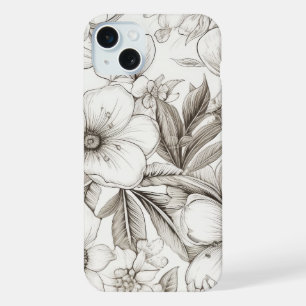 Vintage Floral Sepia Pattern (11) iPhone 15 Plus Case