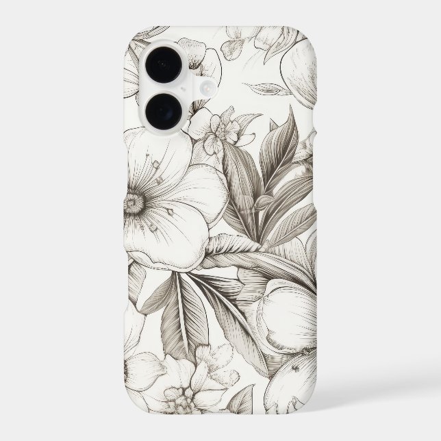 Vintage Floral Sepia Pattern (11) iPhone Case (Back)