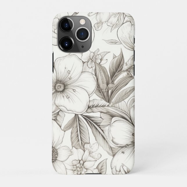 Vintage Floral Sepia Pattern (11) iPhone Case (Back)