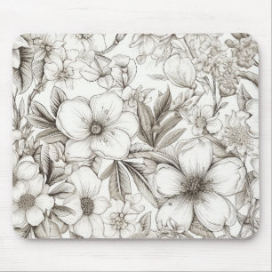 Vintage Floral Sepia Pattern (11) Mouse Pad