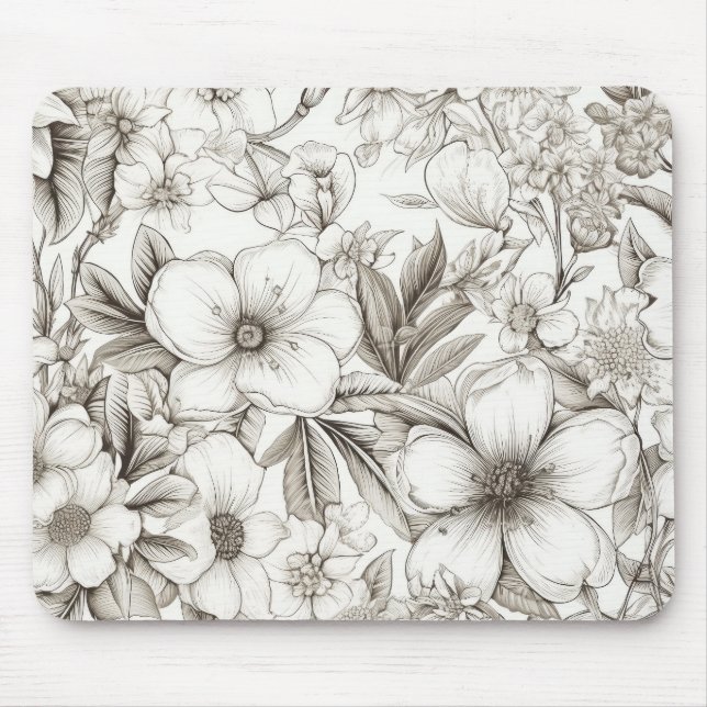 Vintage Floral Sepia Pattern (11) Mouse Pad (Front)