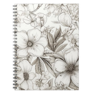 Vintage Floral Sepia Pattern (11) Notebook