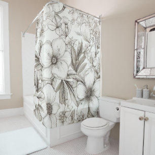 Vintage Floral Sepia Pattern (11) Shower Curtain