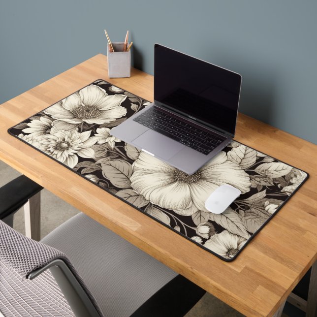 Vintage Floral Sepia Pattern (12) Desk Mat (Office 2)