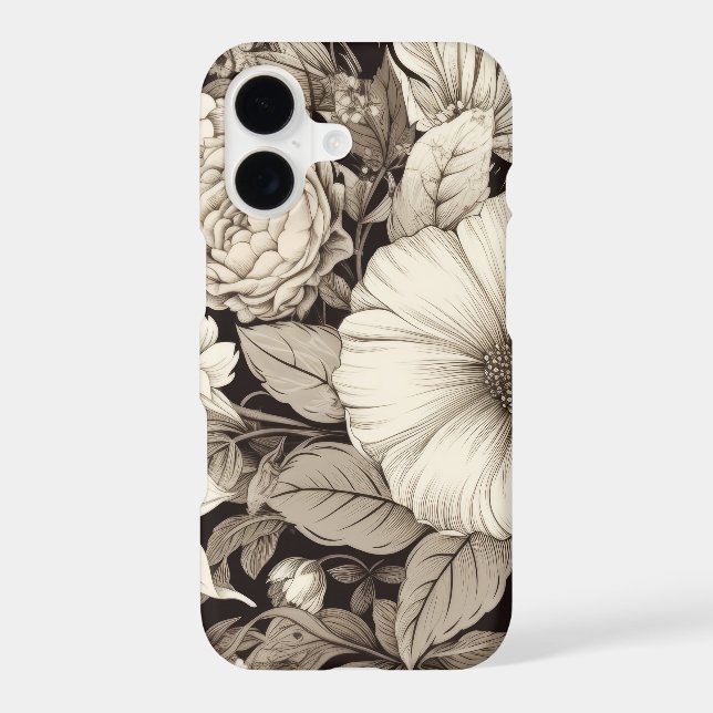Vintage Floral Sepia Pattern (12) iPhone Case (Back)