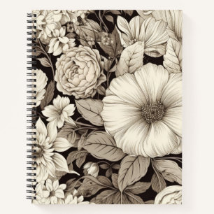 Vintage Floral Sepia Pattern (12) Notebook