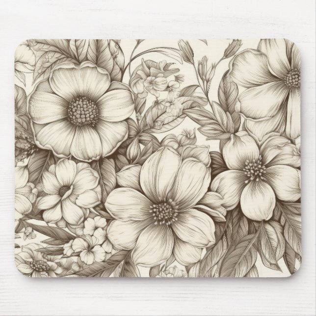 Vintage Floral Sepia Pattern (13) Mouse Pad (Front)