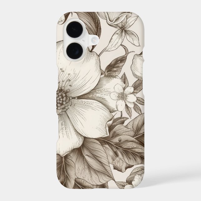 Vintage Floral Sepia Pattern (14) iPhone Case (Back)